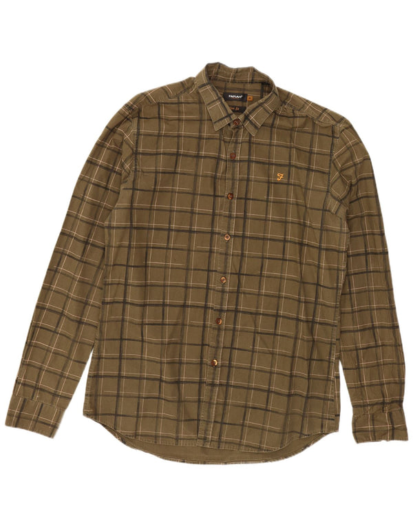 Farah Chemise Slim Fit en Flanelle Homme Vert Moyen à Carreaux en Coton