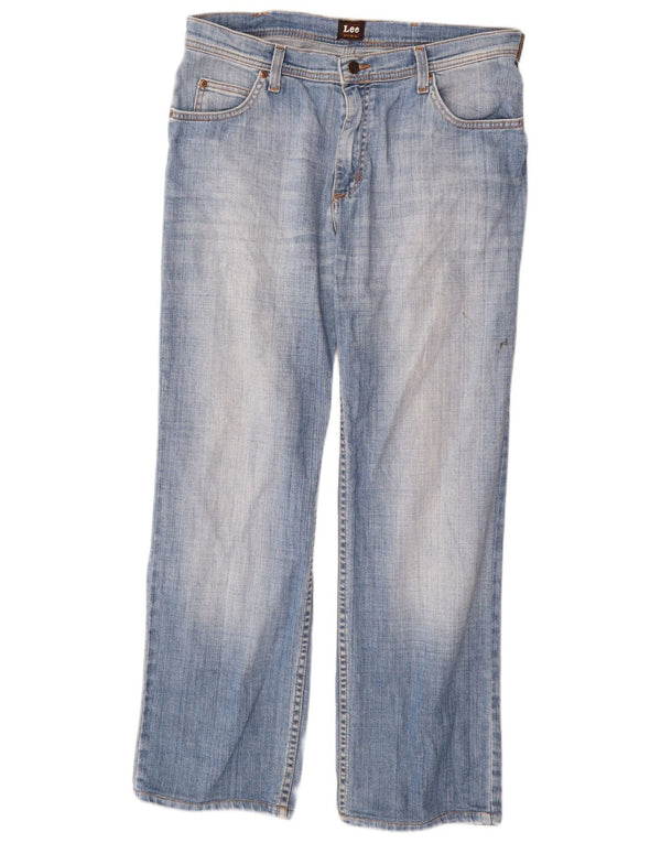 Lee Mens Brooklyn Straight Jeans W34 L34 Blue Cotton