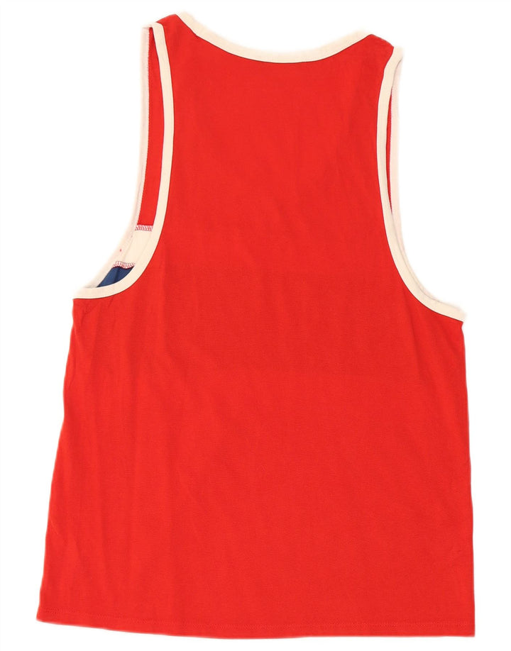 BENETTON Débardeur Graphique Homme XS Rouge Colourblock Coton