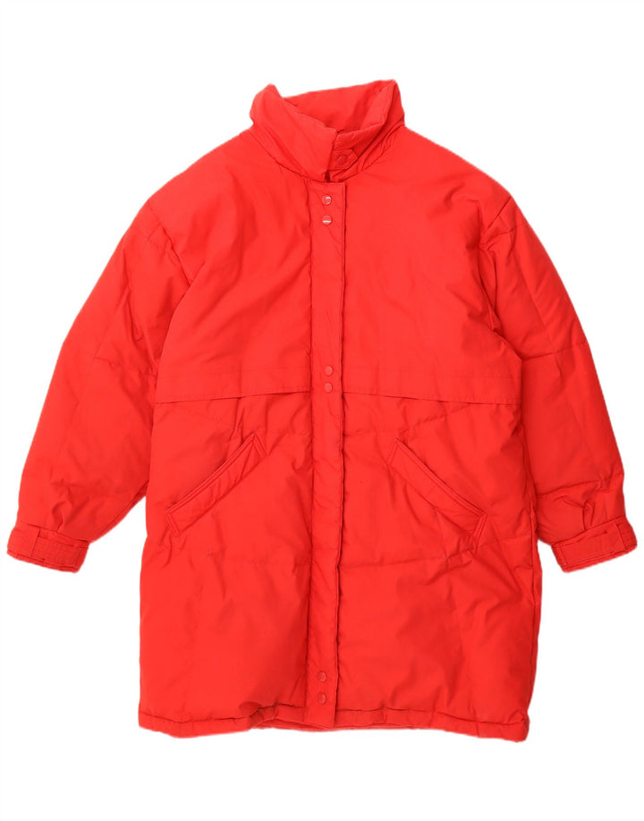 manteau rembourré surdimensionné femme vintage EU 36/38 petit polyester rouge