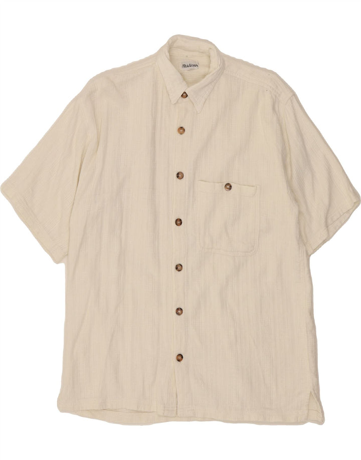 MADISON Mens Short Sleeve Shirt Large White Cotton Vintage Madison and Second-Hand Madison from Messina Hembry 