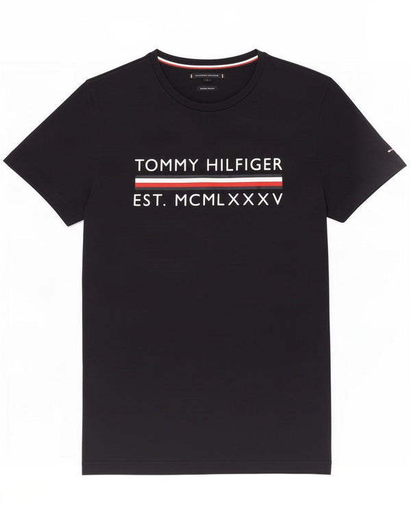 Tommy Hilfiger T-Shirt Graphique Homme Petit Bleu Marine Coton