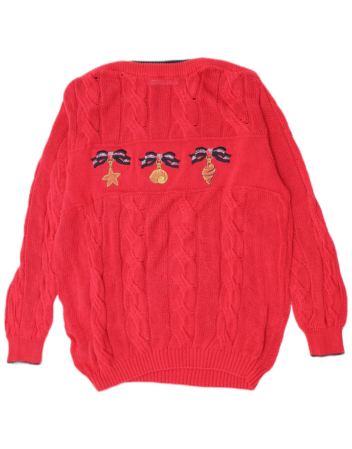 St. Germain Pull graphique à col bateau pour femme IT 46 Large Rouge Classique