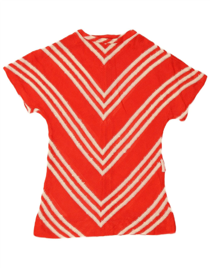 vintage Femme Tricot Blouse Top EU 40 Chevron Rouge Moyen