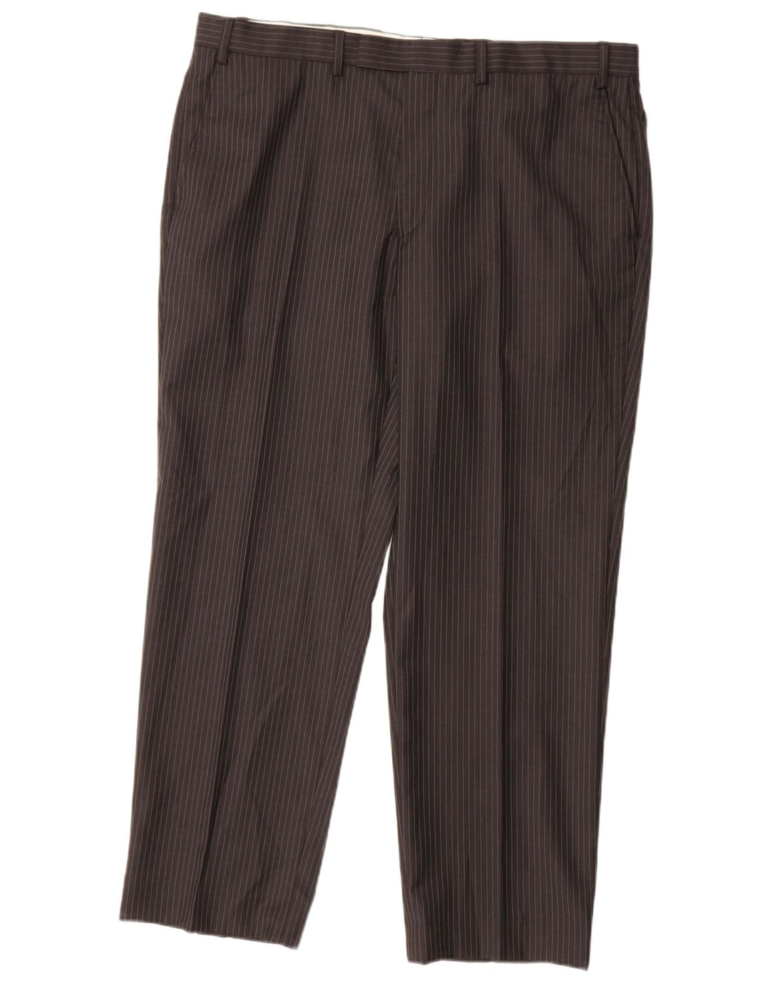 MARKS & SPENCER Pantalon de Costume Droit Homme W38 L29 Laine à Fines Rayures Gris