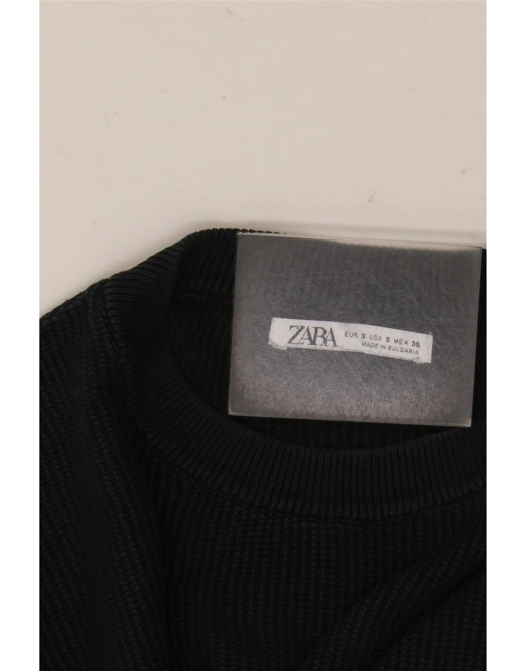 ZARA Pull à col rond pour homme Petit Vert