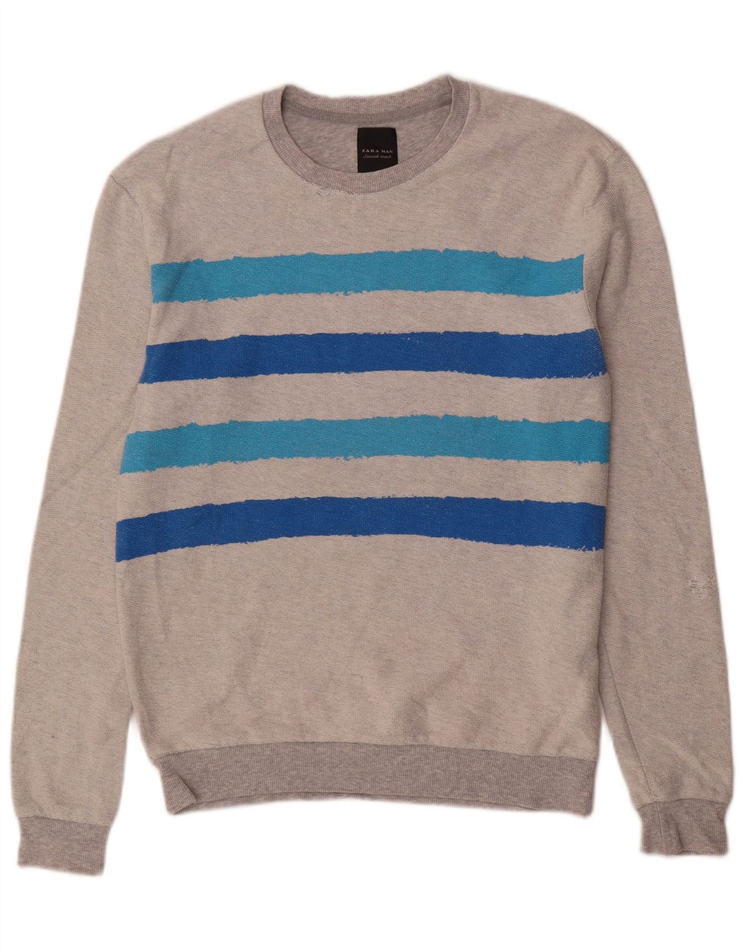 Zara Pull Sweat Homme Gris Moyen Rayé