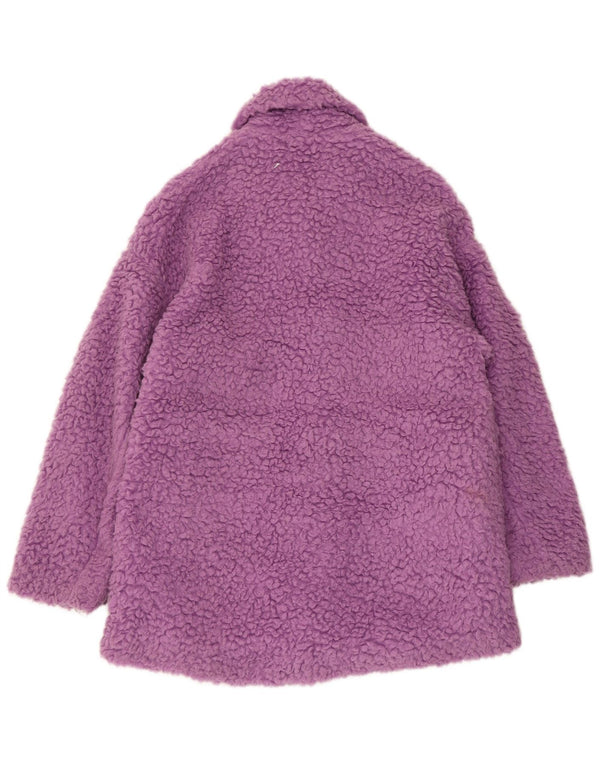 Zara Womens Teddy Bear Manteau surdimensionné UK 6 XS Acrylique Violet