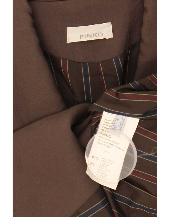 Pinko Veste Blazer 1 Bouton Femme UK 8 Petite Laine Marron