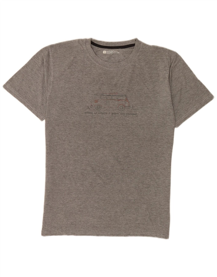Mountain Warehouse T-Shirt Graphique Homme Gris Moyen Moucheté Coton