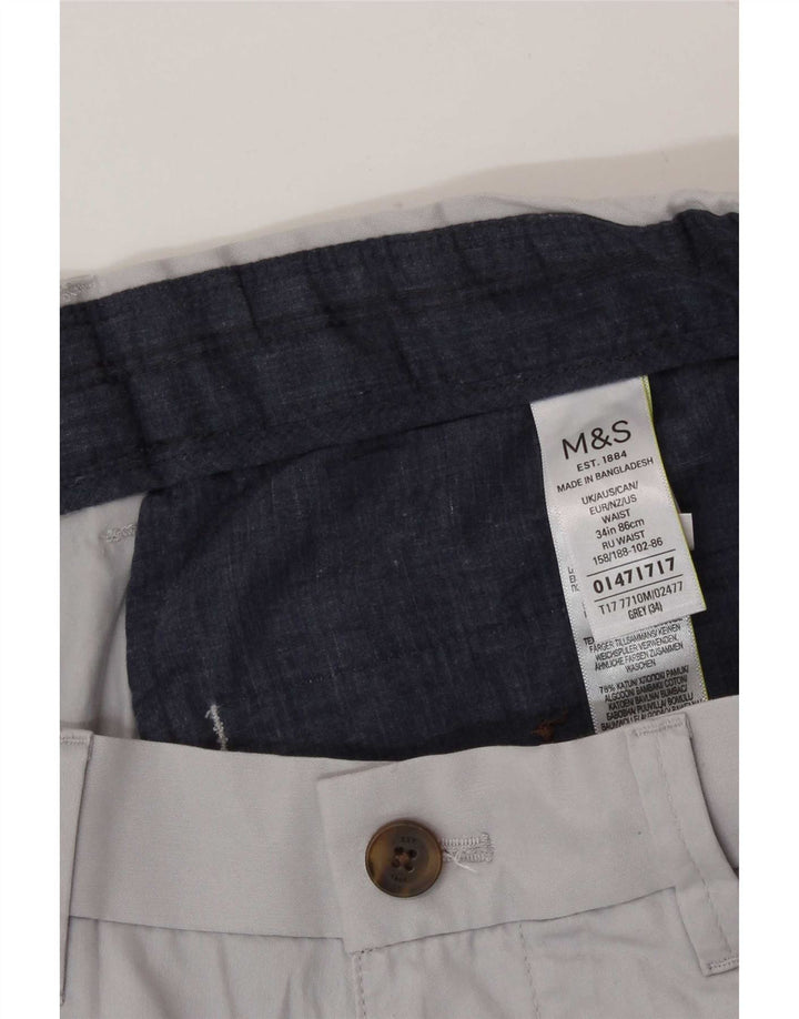 Marks & Spencer Short Chino Homme W34 Grand Gris Coton
