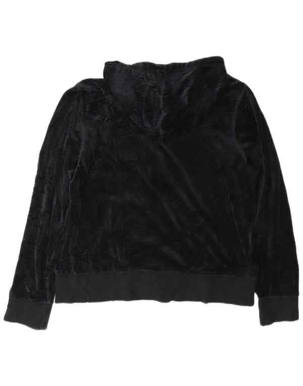 Calvin Klein Pull à capuche zippé en velours pour femme UK 18 XL Coton noir