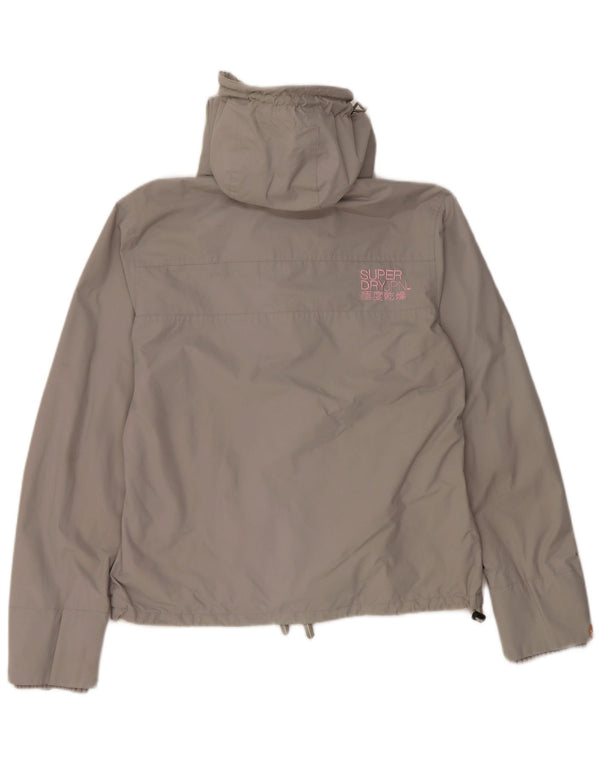 Superdry Veste coupe-vent à capuche pour femme UK 16 Large Gris Nylon