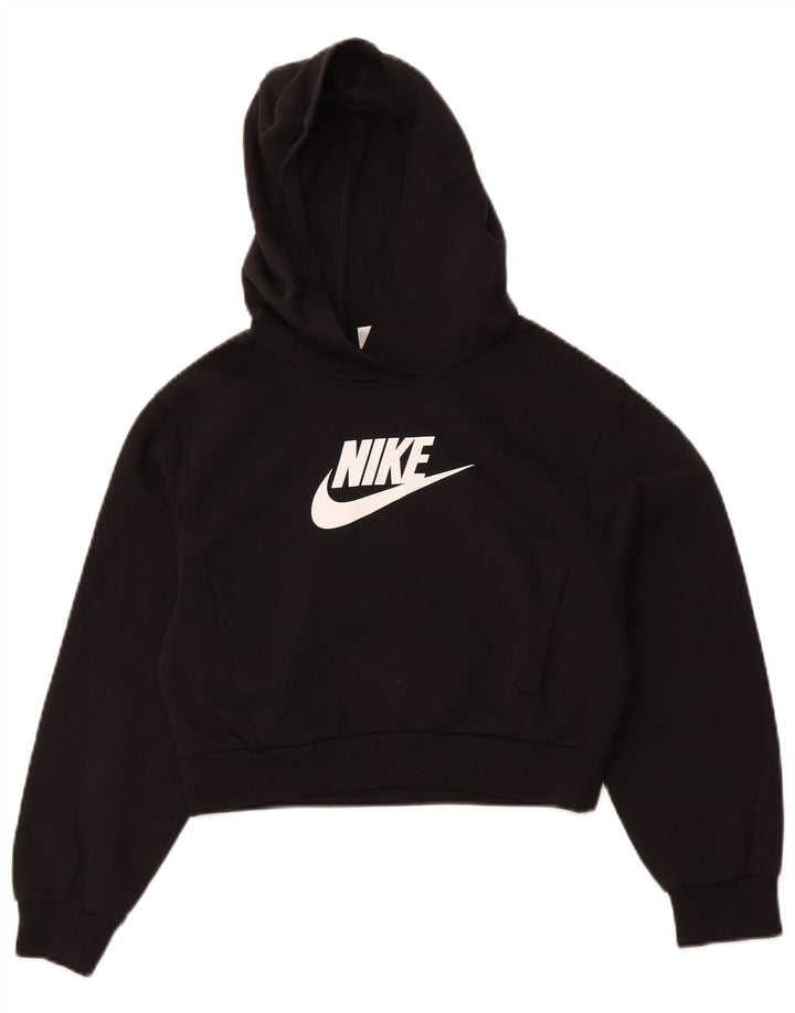 NIKE Pull à capuche court graphique pour fille 10-11 ans en coton noir moyen