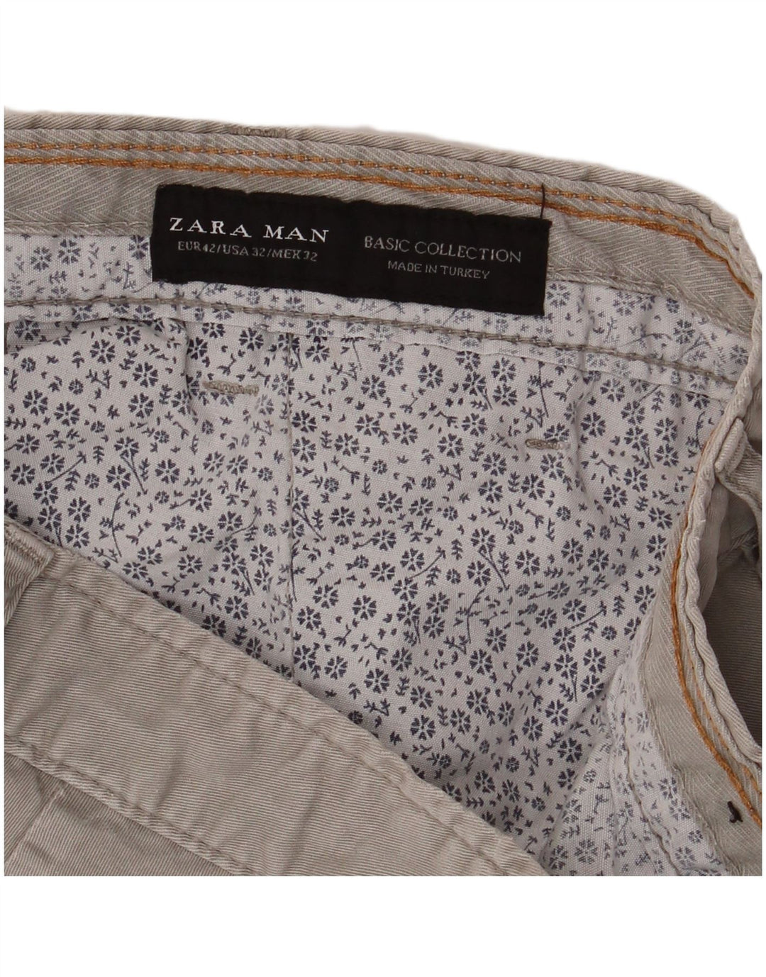 Zara Short Chino Homme EU 42 Large W32 Gris