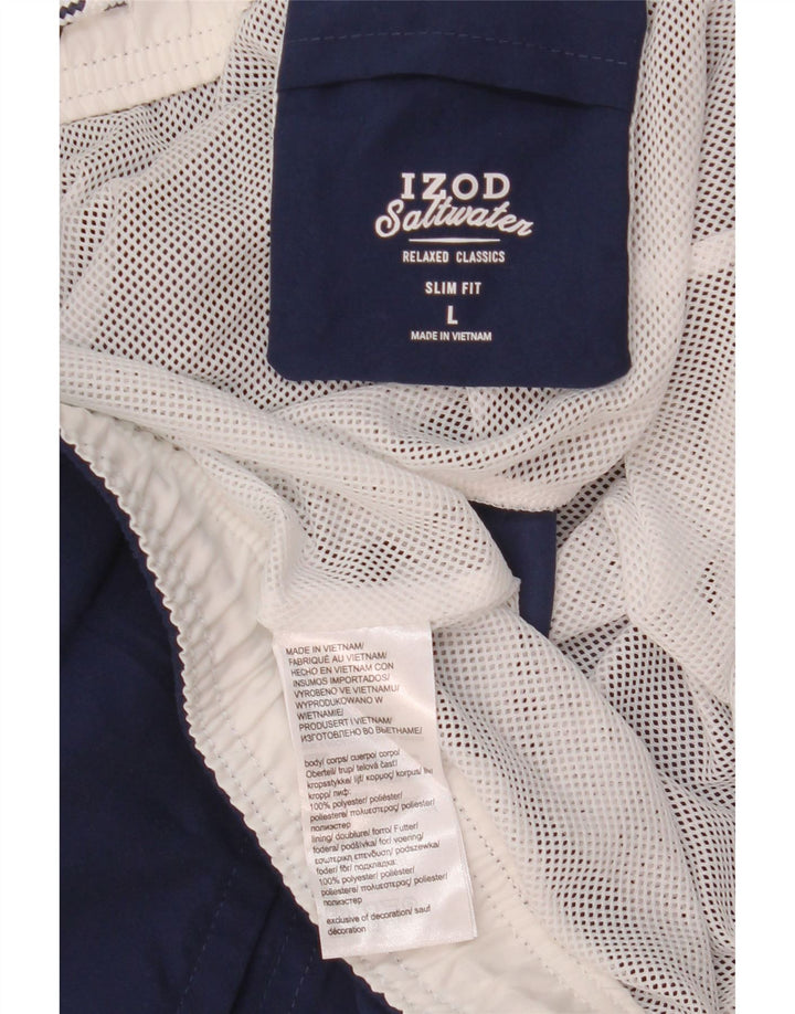 Izod Short de bain coupe slim pour homme, grand, bleu marine, en polyester