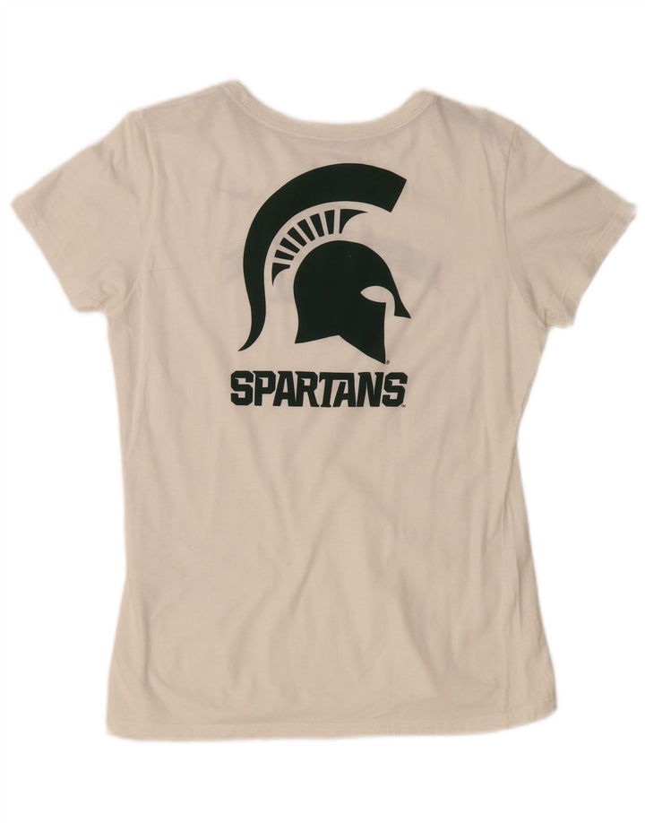 NIKE T-shirt graphique Michigan State pour femme UK 12 Medium Off White