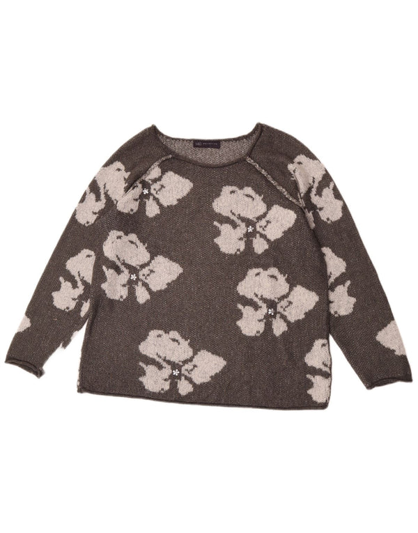 Marks & Spencer Pull col bateau pour femme UK 14 Grand gris floral