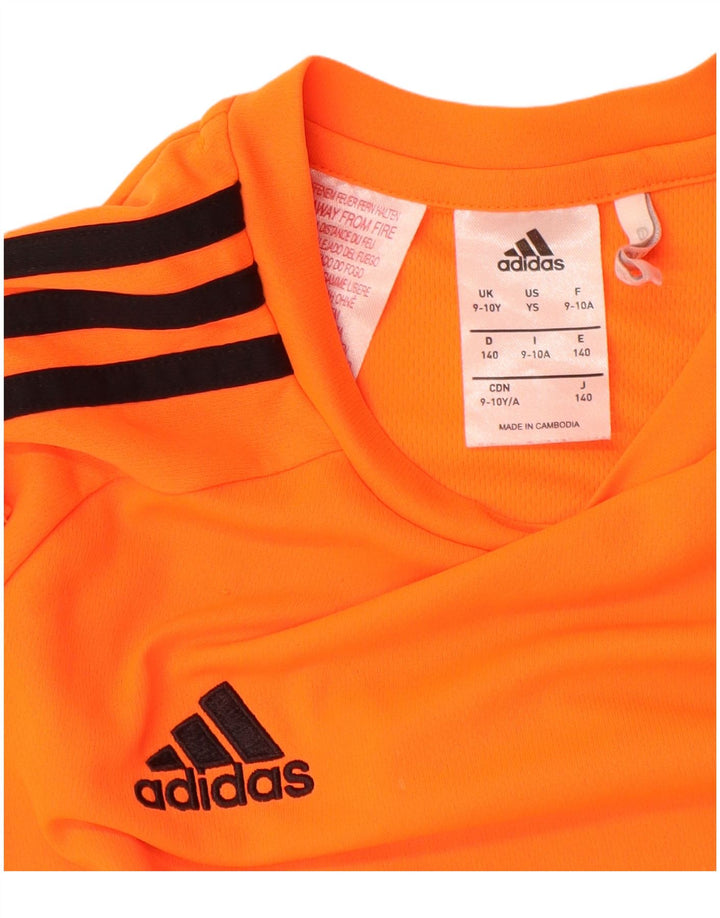 ADIDAS Garçon Climalite T-Shirt Top 9-10 ans Orange Colourblock Polyester