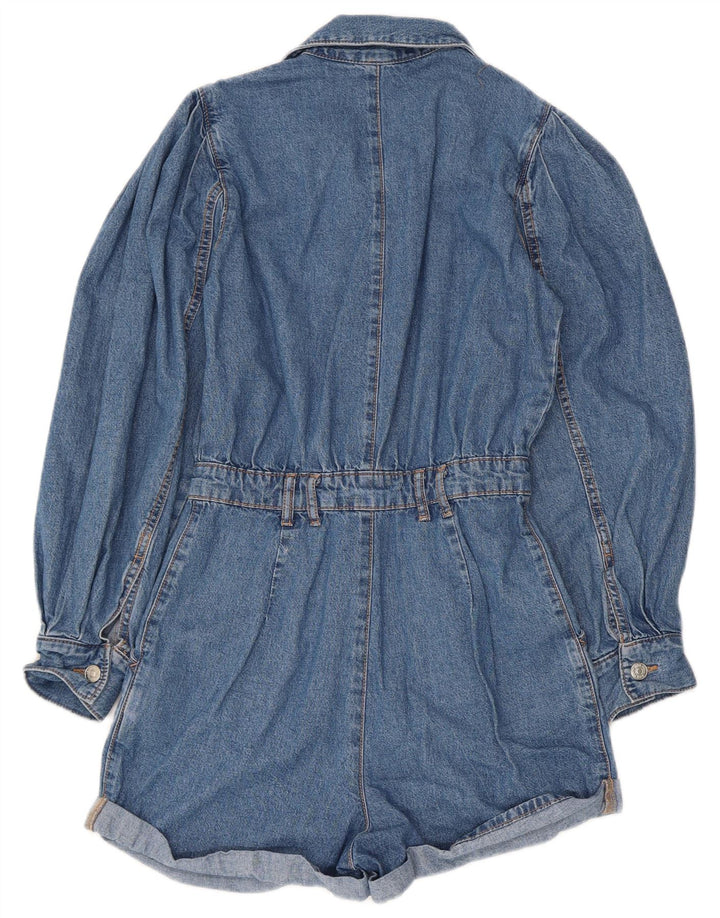 Zara Femme Denim Playsuit UK 4 XS Bleu Coton