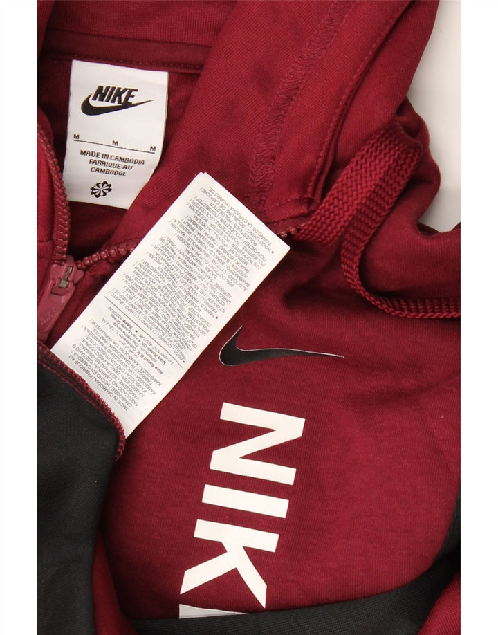NIKE Pull à capuche zippé graphique pour homme en polyester color block bordeaux moyen