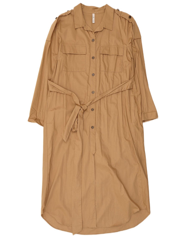 Zara Femme Trafaluc Robe Chemise Militaire UK 14 Coton Beige Moyen