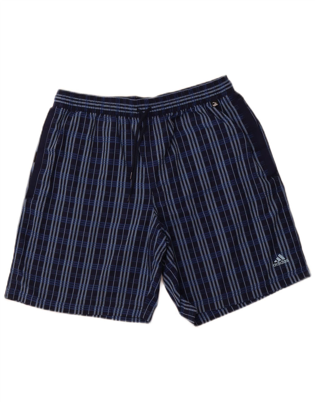 Adidas Short de bain pour homme en polyester à carreaux bleu marine moyen