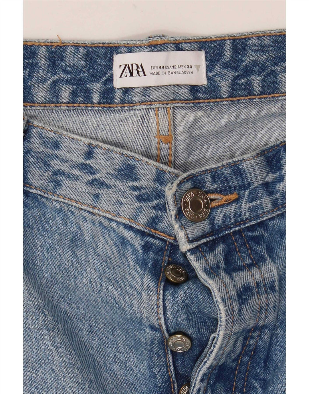 Zara Jean droit vieilli pour femme UE 44 Large W34 L32 Bleu