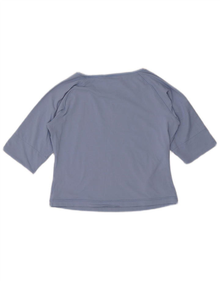 Adidas Womens Crop T-Shirt Top UK 10 Petit Bleu Polyester