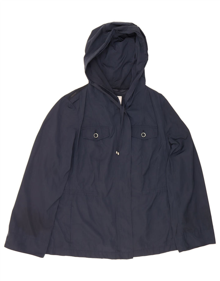 GEOX Womens Hooded Utility Jacket UK 16 Large  Navy Blue Polyester Vintage Geox and Second-Hand Geox from Messina Hembry 
