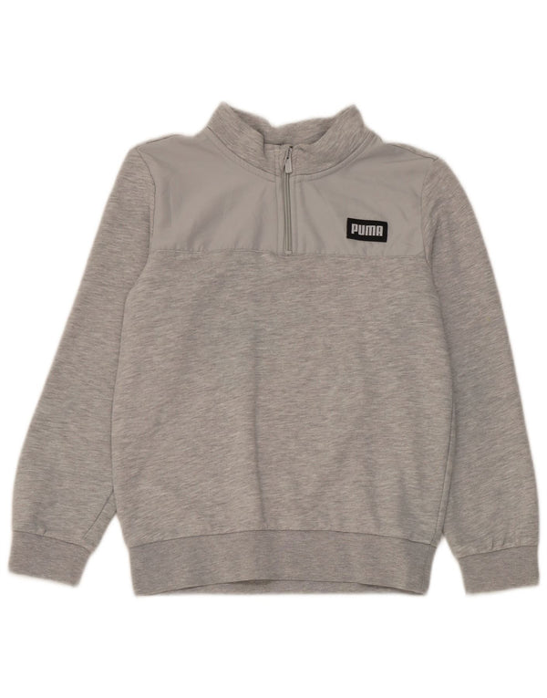Puma Sweat-shirt à col zippé garçon 11-12 ans Gris Moucheté