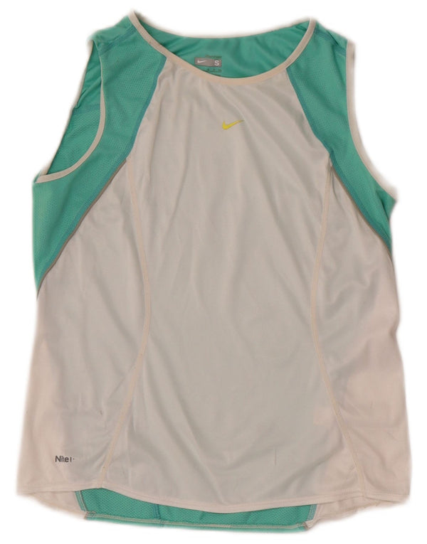 Nike Womens Crop Vest Top UK 8 Small Blanc Colorblock