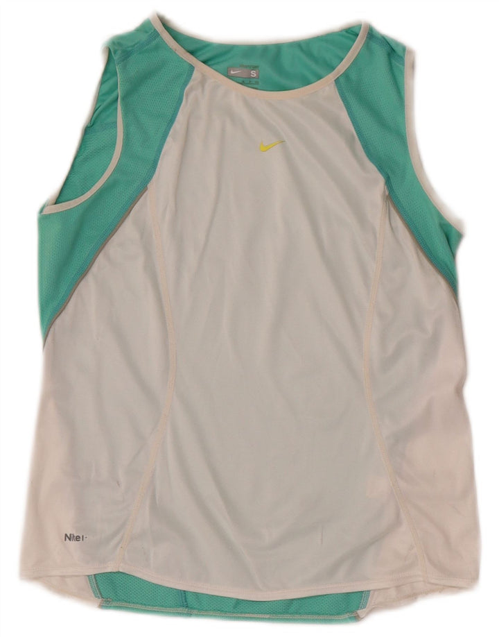 Nike Womens Crop Vest Top UK 8 Small Blanc Colorblock