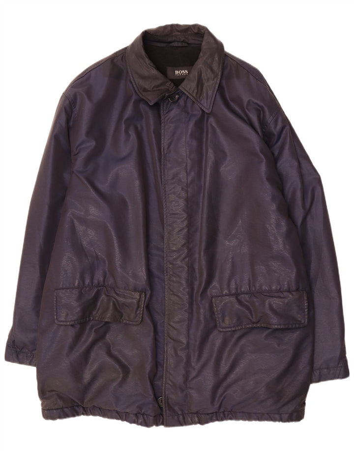 Hugo Boss Veste coupe-vent pour hommes IT 54 2XL Bleu marine Nylon