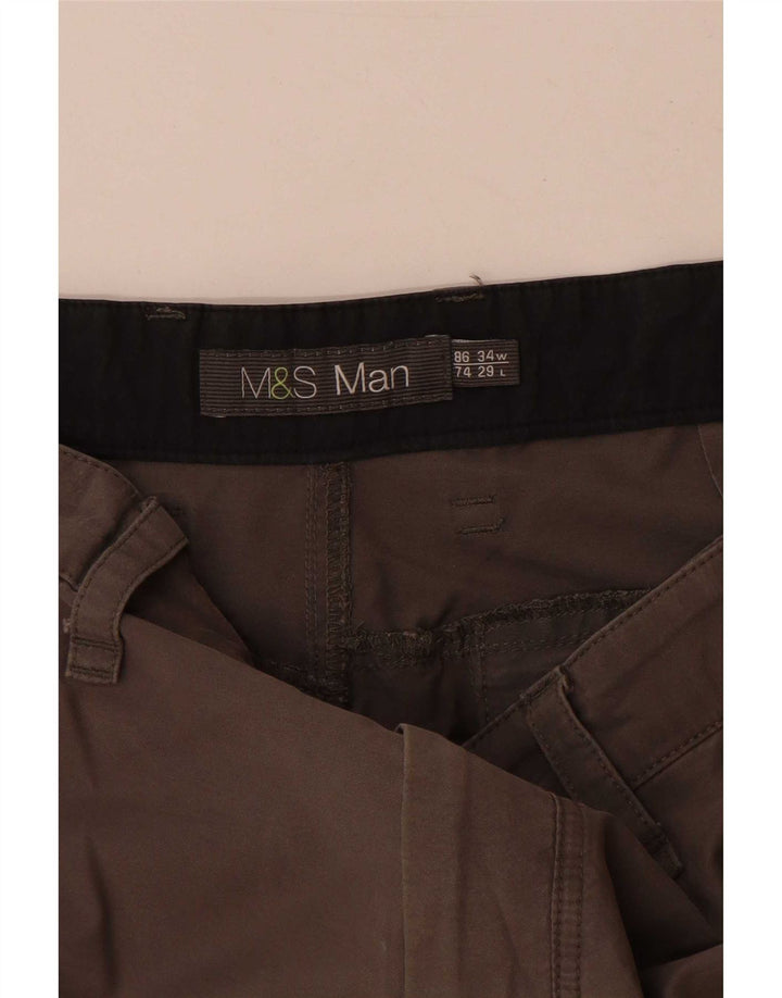 Marks & Spencer Pantalon cargo de jogging pour homme W34 L29 Gris Coton