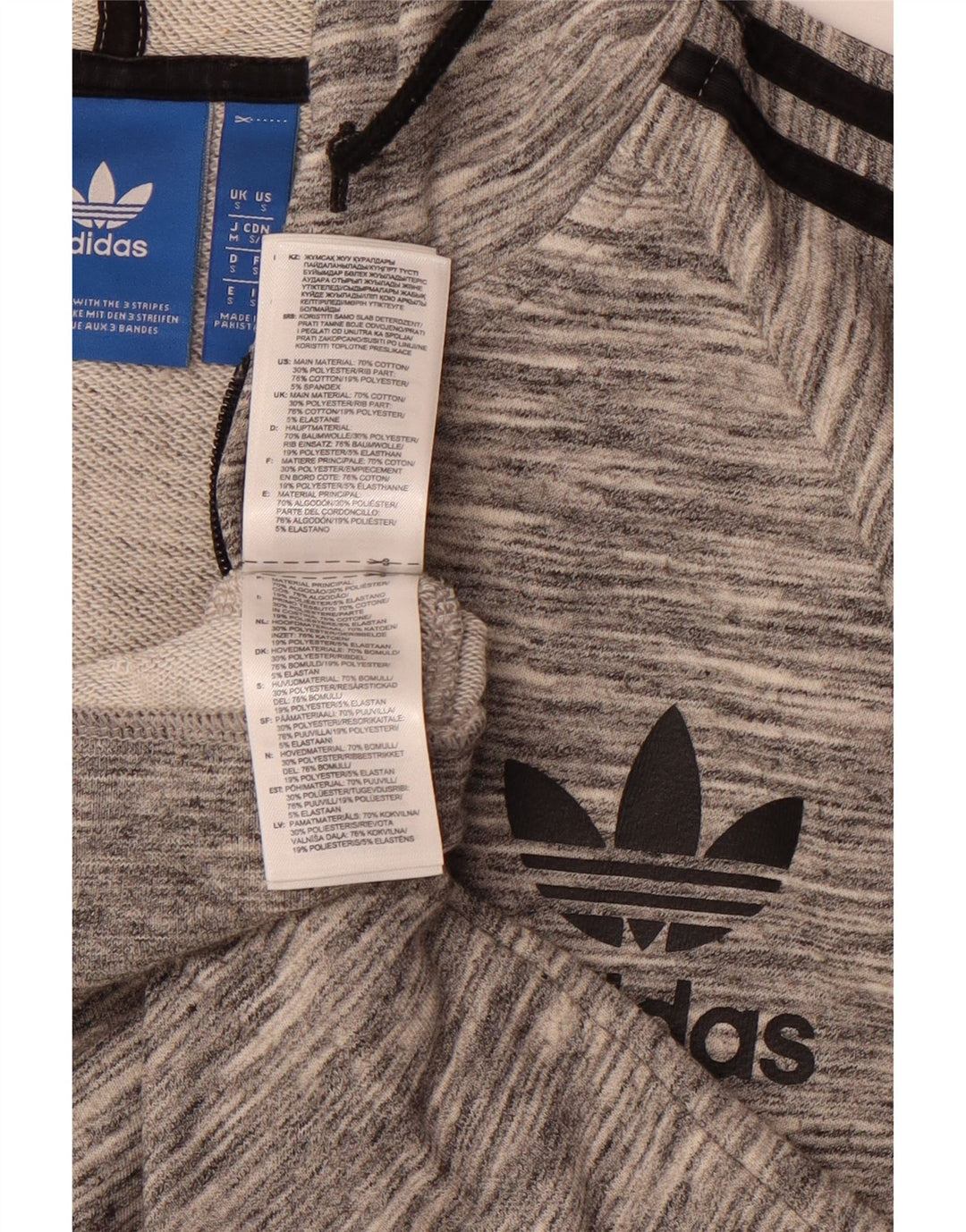 ADIDAS Pull à capuche zippé pour homme Petit coton moucheté gris