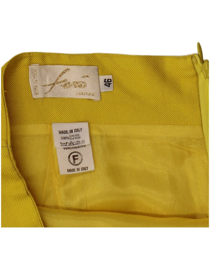 vintage Womens 4 Bouton 2 Pièces Jupe Set IT 46 Large W32 Soie Jaune