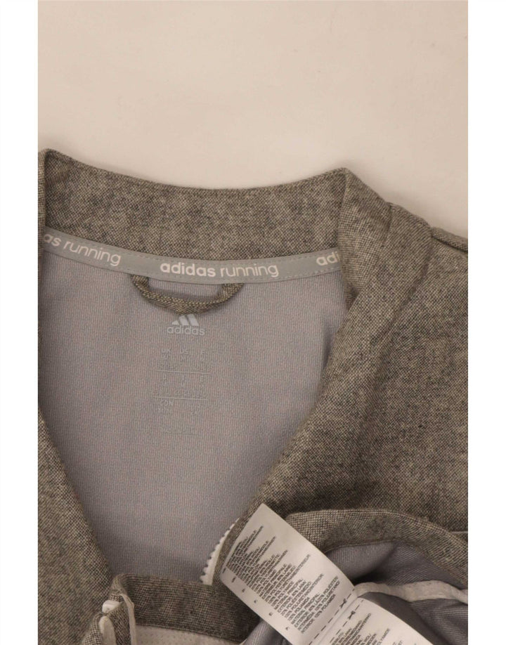 Adidas Veste Bomber Femme UK 12/14 Laine Colorblock Gris Moyen
