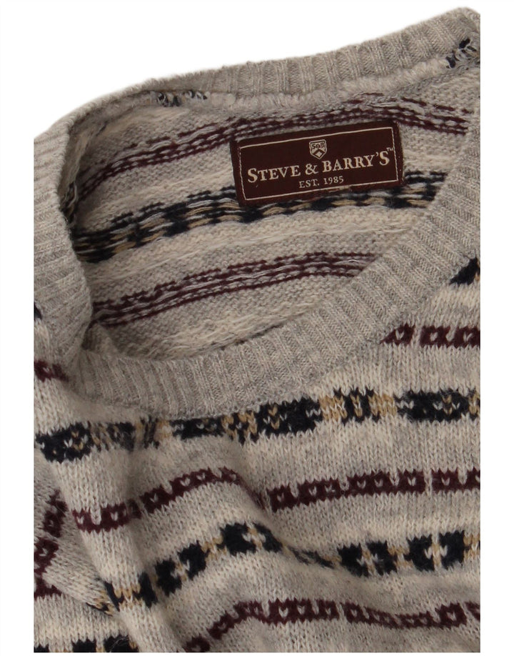 Steve & Baryy's Pull col rond pour homme XL Gris rayé