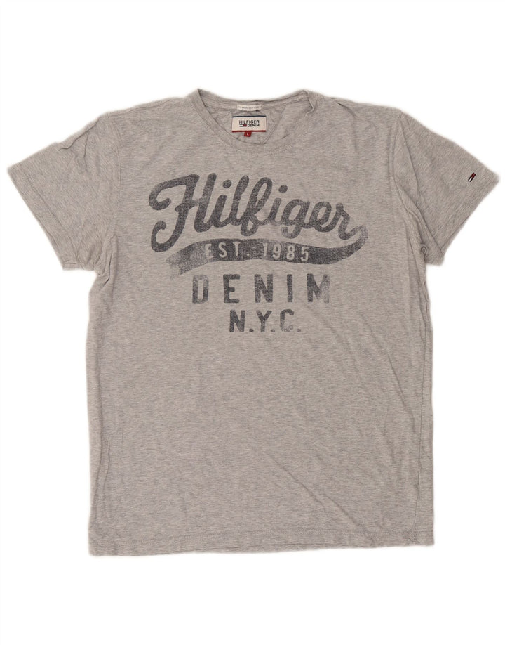 Tommy Hilfiger T-shirt graphique pour hommes, grand coton moucheté gris