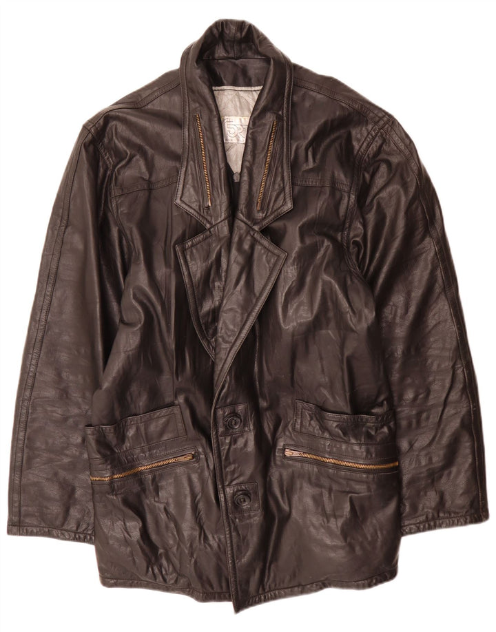veste en cuir homme vintage IT 50 Grand Noir