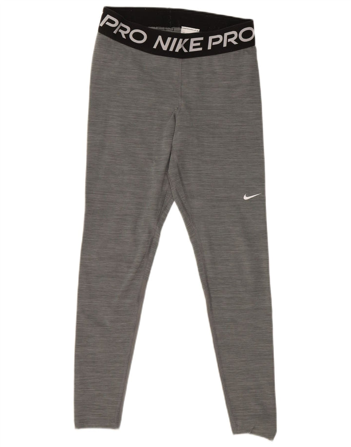 NIKE Legging graphique Dri Fit pour femme UK 12 Gris moyen Polyester