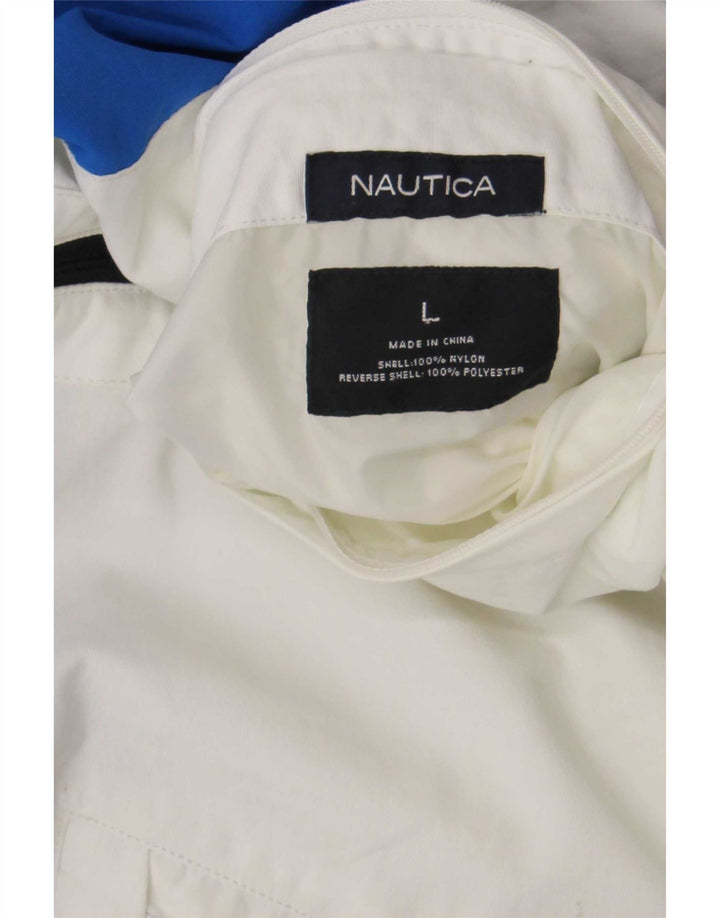 Nautica Veste bomber graphique pour homme UK 42 Large Bleu marine Colourblock