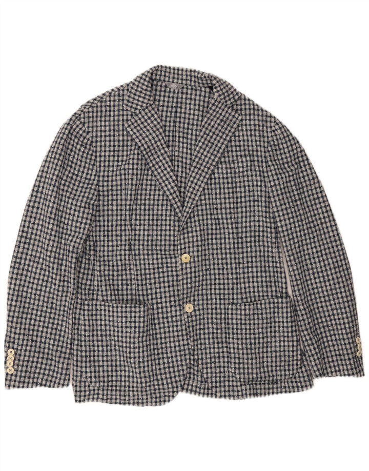 Fradi Veste Blazer 2 Boutons Homme IT 54 2XL Bleu Marine Vichy Coton