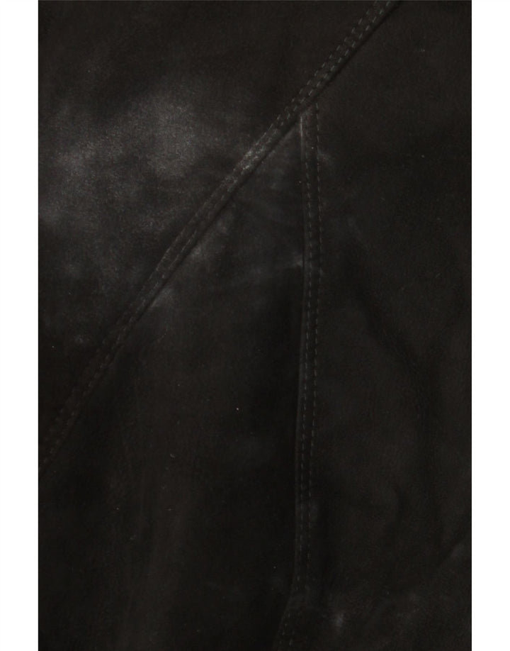 manteau en peau de mouton vintage femme UK 18 XL Noir