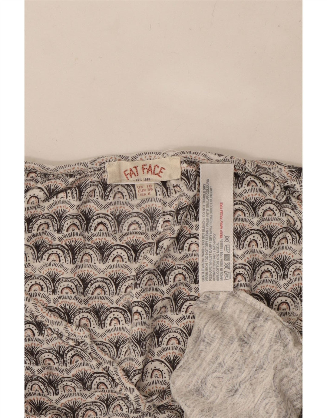 FAT FACE T-shirt graphique surdimensionné pour femme UK 10 petit gris géométrique