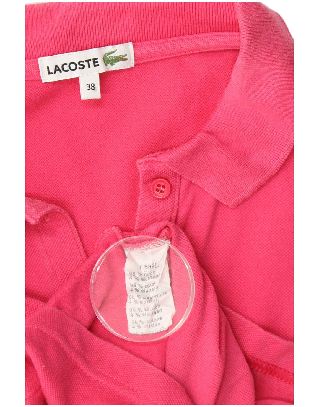 LACOSTE Womens Long Sleeve Polo Shirt Size 38 Medium Pink Cotton