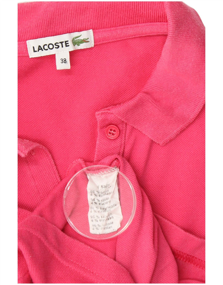 LACOSTE Womens Long Sleeve Polo Shirt Size 38 Medium Pink Cotton