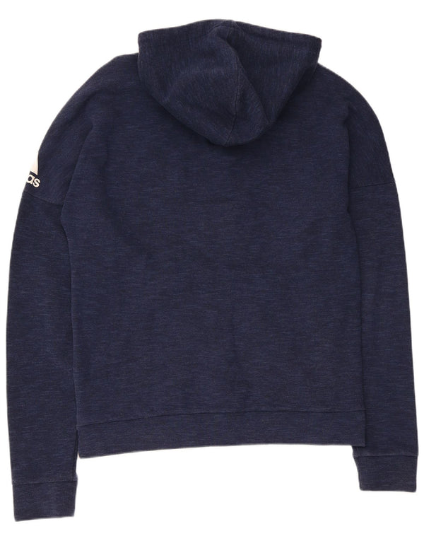 Adidas Pull à capuche zippé pour homme en coton bleu marine moyen