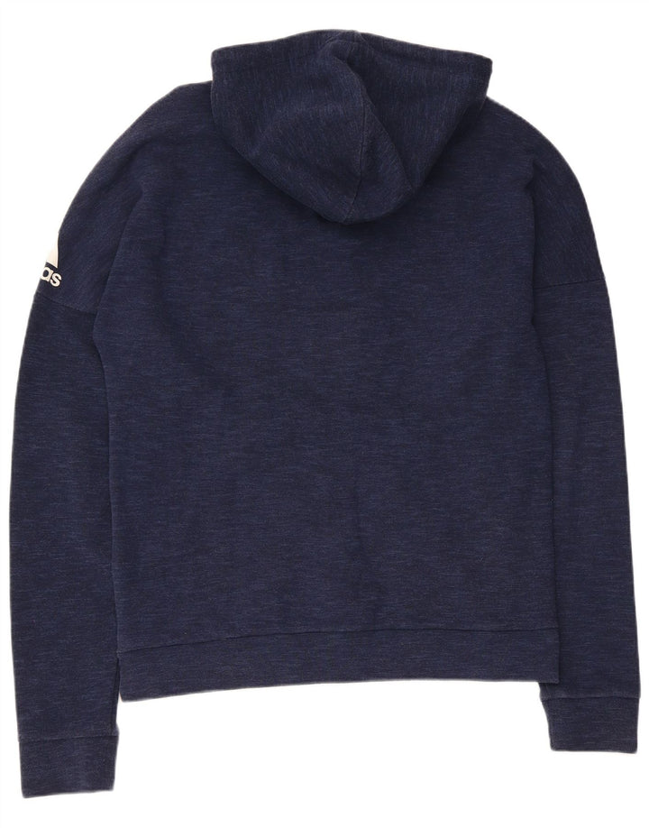 Adidas Pull à capuche zippé pour homme en coton bleu marine moyen